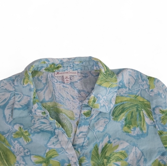 JM Collection 100% Linen Floral Button Front Shirt Women’s Plus 18W Resortwear - Picture 5 of 16